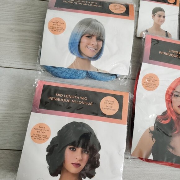 NWT Bundle Lot 3 Halloween Cosplay Mardi Gras Costume Wigs & Caps - Picture 3 of 6